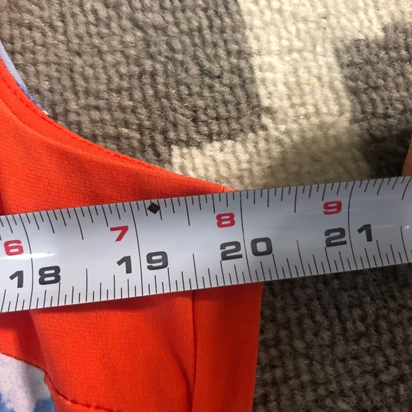 Tommy Hilfiger Dress Orange Floral Mini  sz 14 Sleeveless Zipper back - Picture 7 of 10